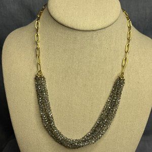 Ann Taylor Goldtone Paperclip Chain & Five Layer Crystal Necklace